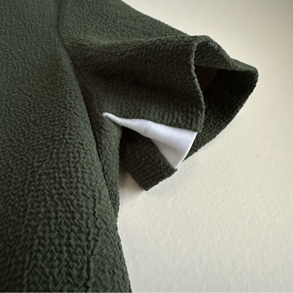 Sandro • Textured Layered Look Shirt Dress in‎ Olive - Picture 2 of 9